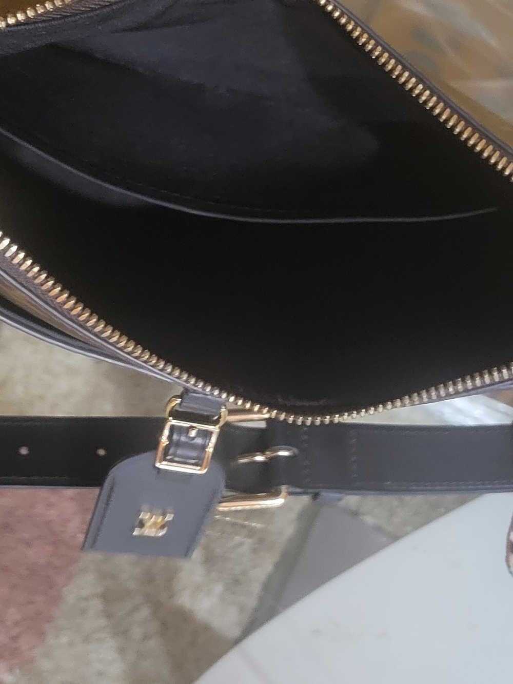 Louis Vuitton Brown Monogram Canvas Shoulder Bag with Black Trim - Picture 2 of 3